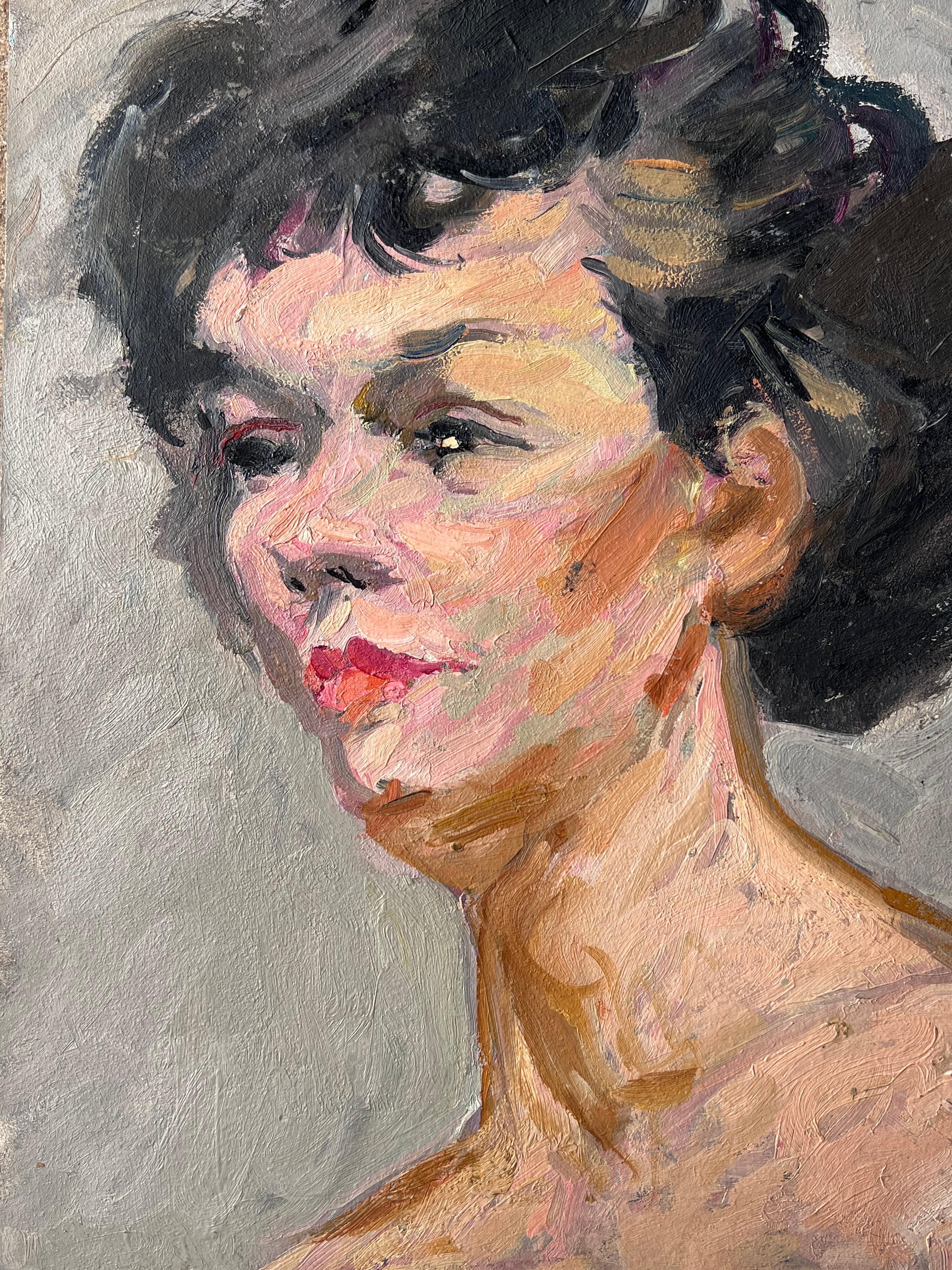 Künstler/Schule: Suzanne Dinkés (Französisch, 1895 - 1984)
Medium: Öl auf Karton, ungerahmt
Größe: 14 x 10,5 Zoll
Doppelseitig 
Provenienz: Privatsammlung, Frankreich
Zustand: Das Gemälde ist in einem insgesamt sehr guten und soliden Zustand.
 