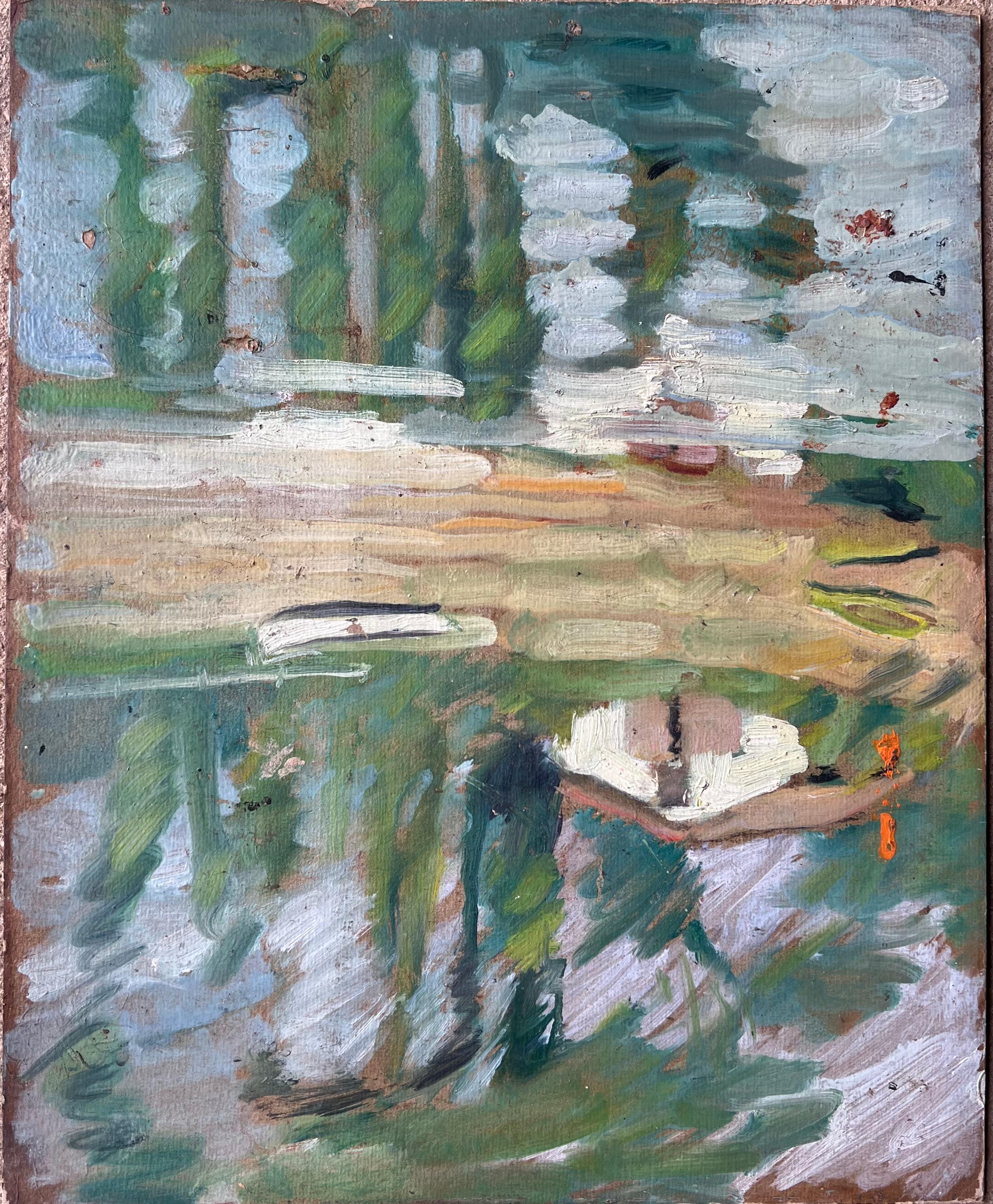 Künstler/Schule: Suzanne Dinkés (Französisch, 1895 - 1984)
Medium: signiertes Öl auf Karton, ungerahmt
Größe: 16 x 13 Zoll
doppelseitig
Provenienz: Privatsammlung, Frankreich
Zustand: Das Gemälde ist in einem insgesamt sehr guten und soliden