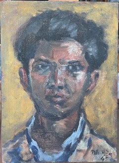 Mid Century French Impressionist Signed Oil Head & Shoulders Portrait of Man