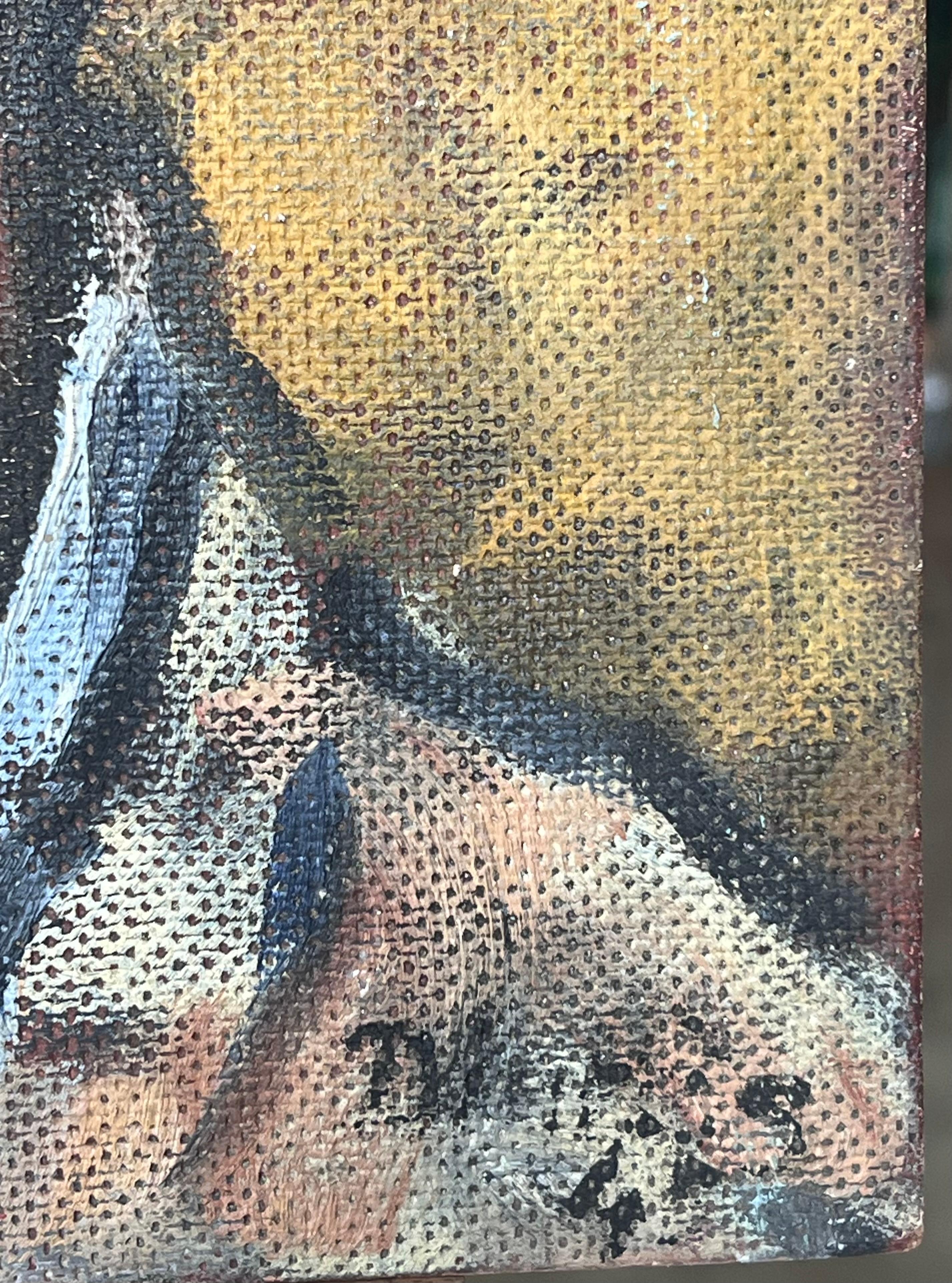 Mitte des Jahrhunderts Französisch Impressionist signiert Öl Kopf & Schultern Porträt eines Mannes im Angebot 1