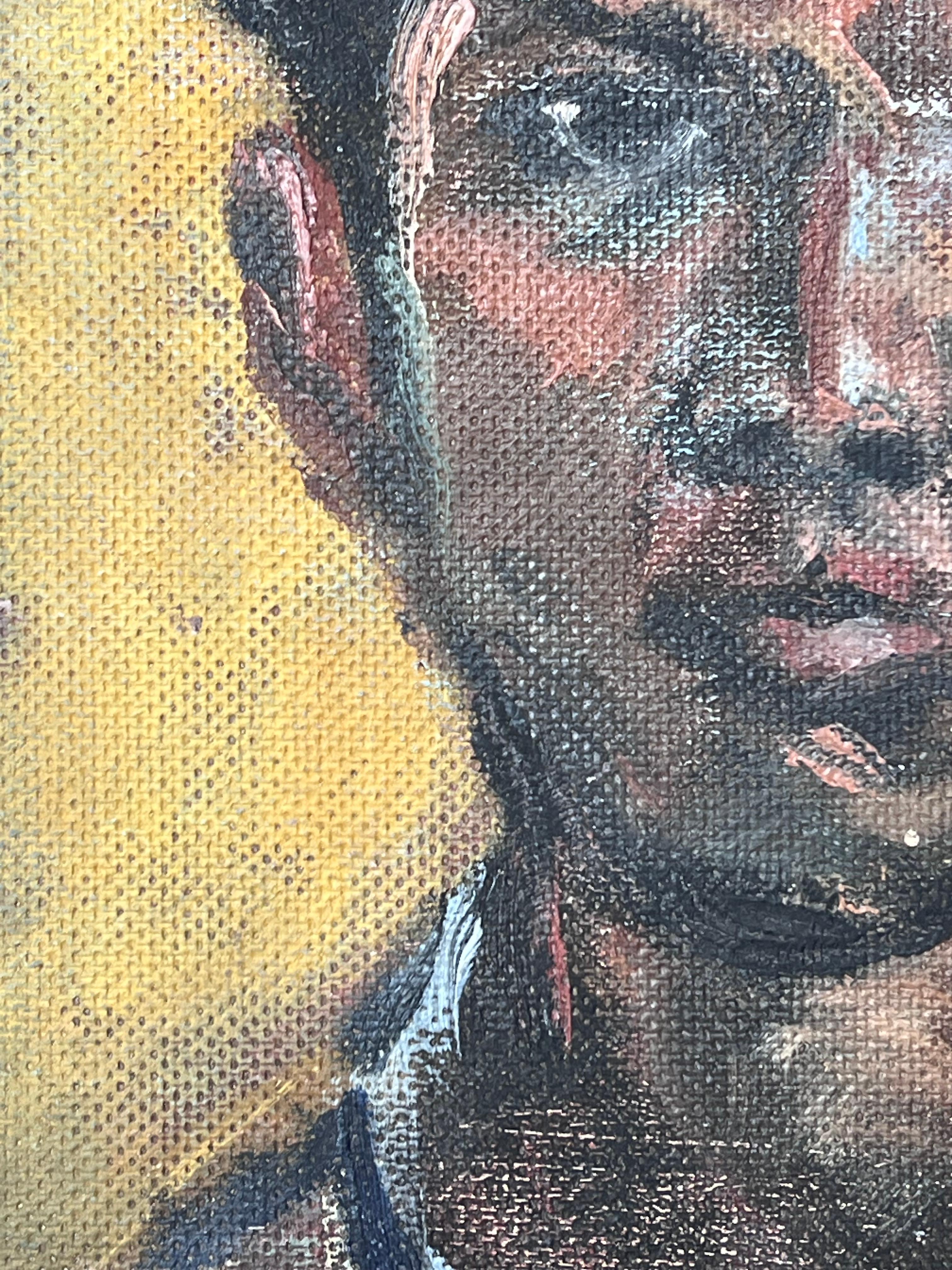 Mitte des Jahrhunderts Französisch Impressionist signiert Öl Kopf & Schultern Porträt eines Mannes im Angebot 2