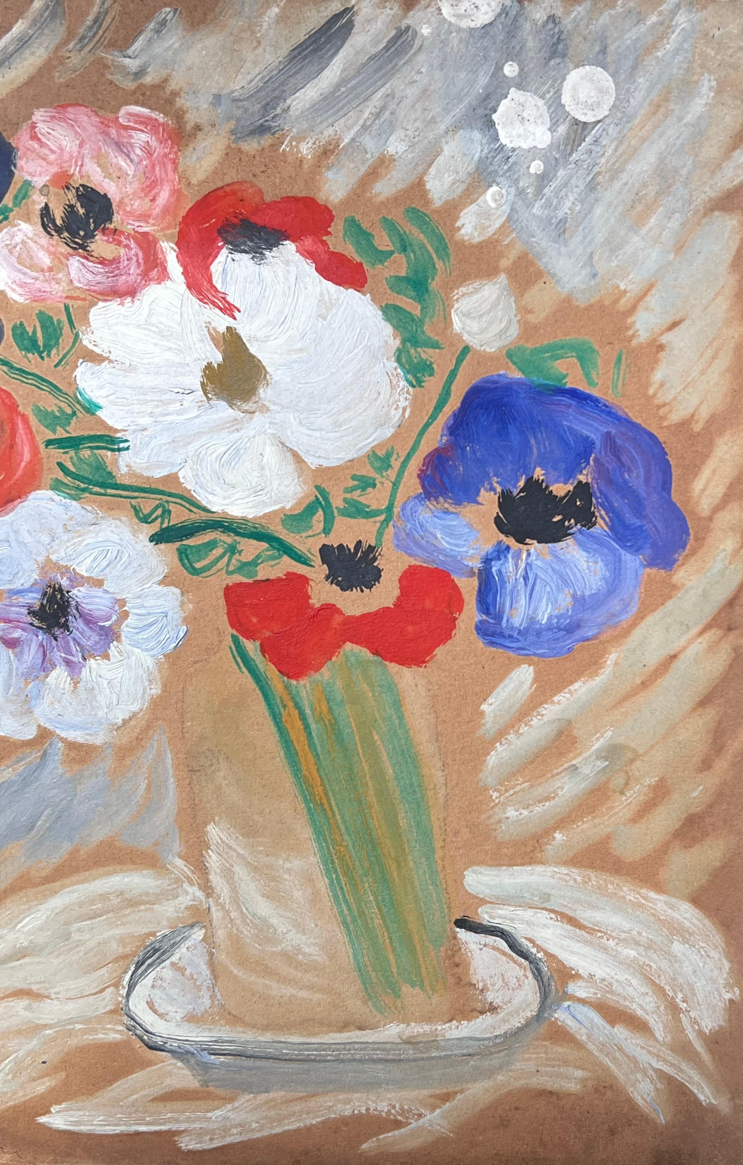 Mid Century Französisch Impressionist Vintage Öl Vibrant Stillleben Blumen im Angebot 2