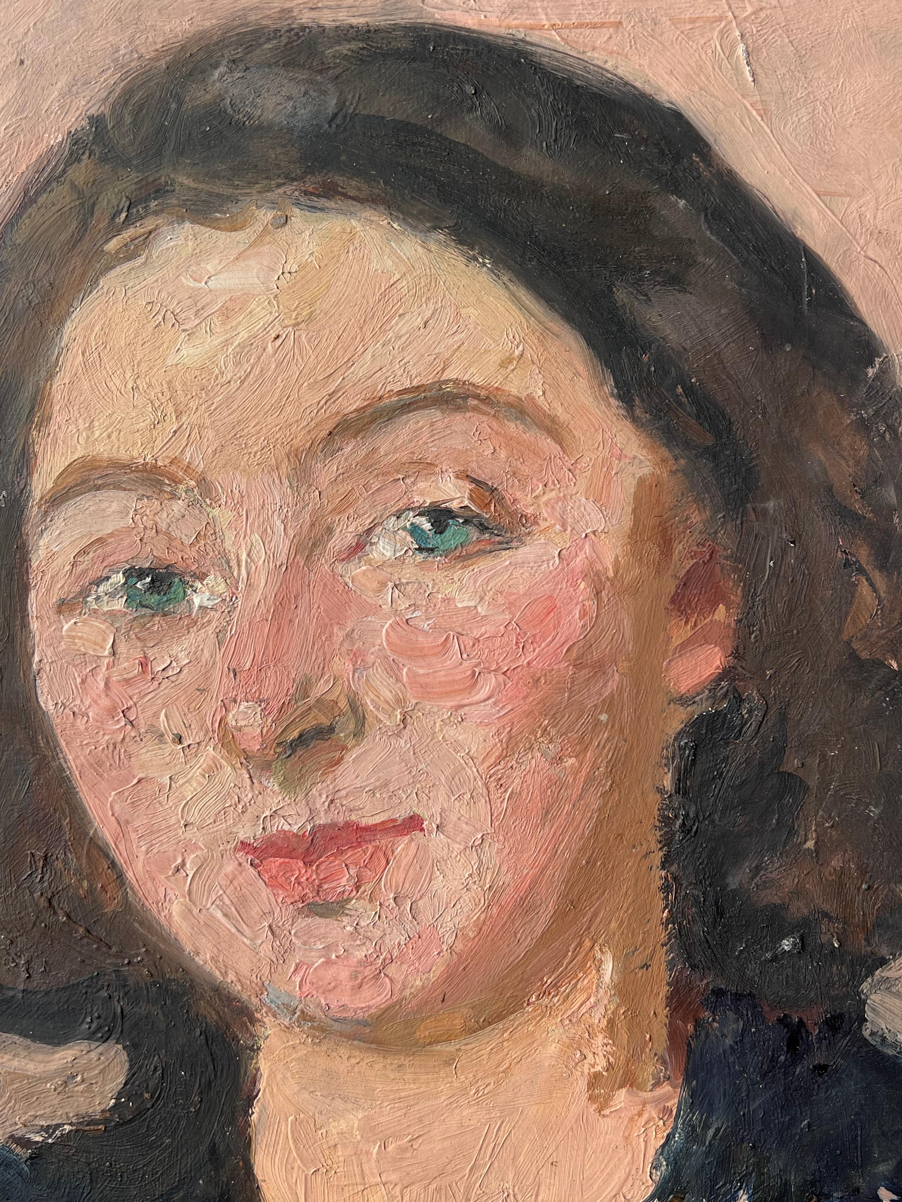 Künstler/Schule: Suzanne Dinkés (Französisch, 1895 - 1984)
Medium: signiert und datiert 47' Öl auf Karton, ungerahmt
Größe: 14 x 10,5 Zoll
Doppelseitig 
Provenienz: Privatsammlung, Frankreich
Zustand: Das Gemälde ist in insgesamt sehr gutem und