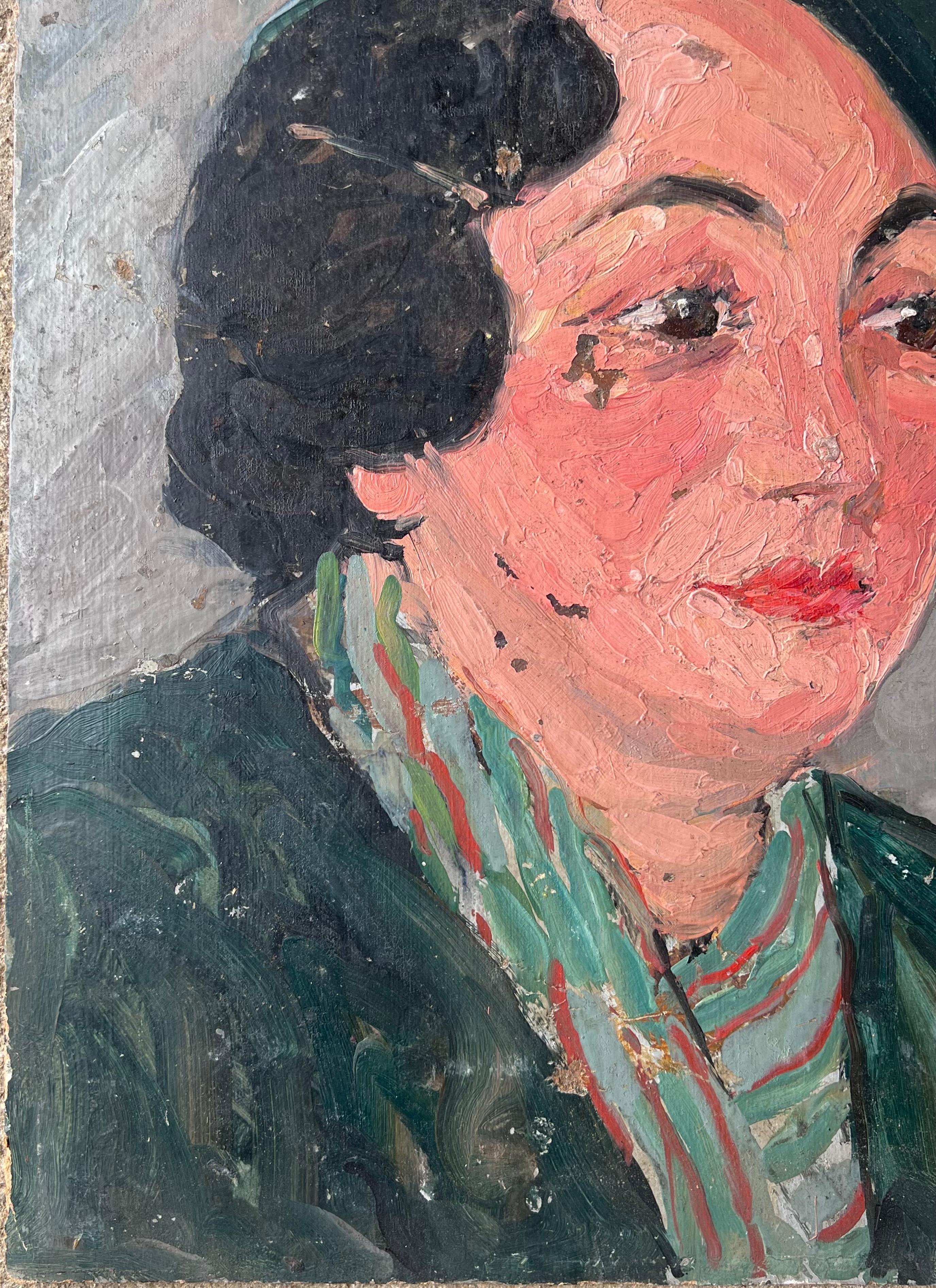 Künstler/Schule: Suzanne Dinkés (Französisch, 1895 - 1984)
Medium: signiert und datiert 39' Öl auf Karton, ungerahmt
Größe: 16 x 13 Zoll
Provenienz: Privatsammlung, Frankreich
Zustand: Das Gemälde ist in einem insgesamt sehr guten und soliden