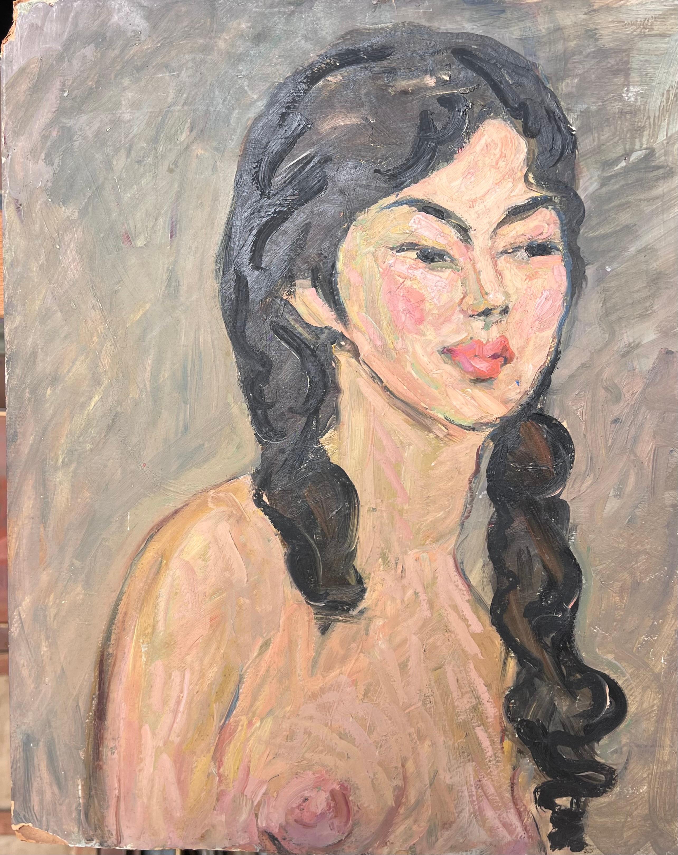 Artist/ School: Suzanne Dinkés (French, 1895 - 1984)
Medium: oil on board, unframed
Size : 18 x 21.5 inches
Double sided
Provenance: private collection, France
Condition: The painting is in overall very good and sound condition with small damage to