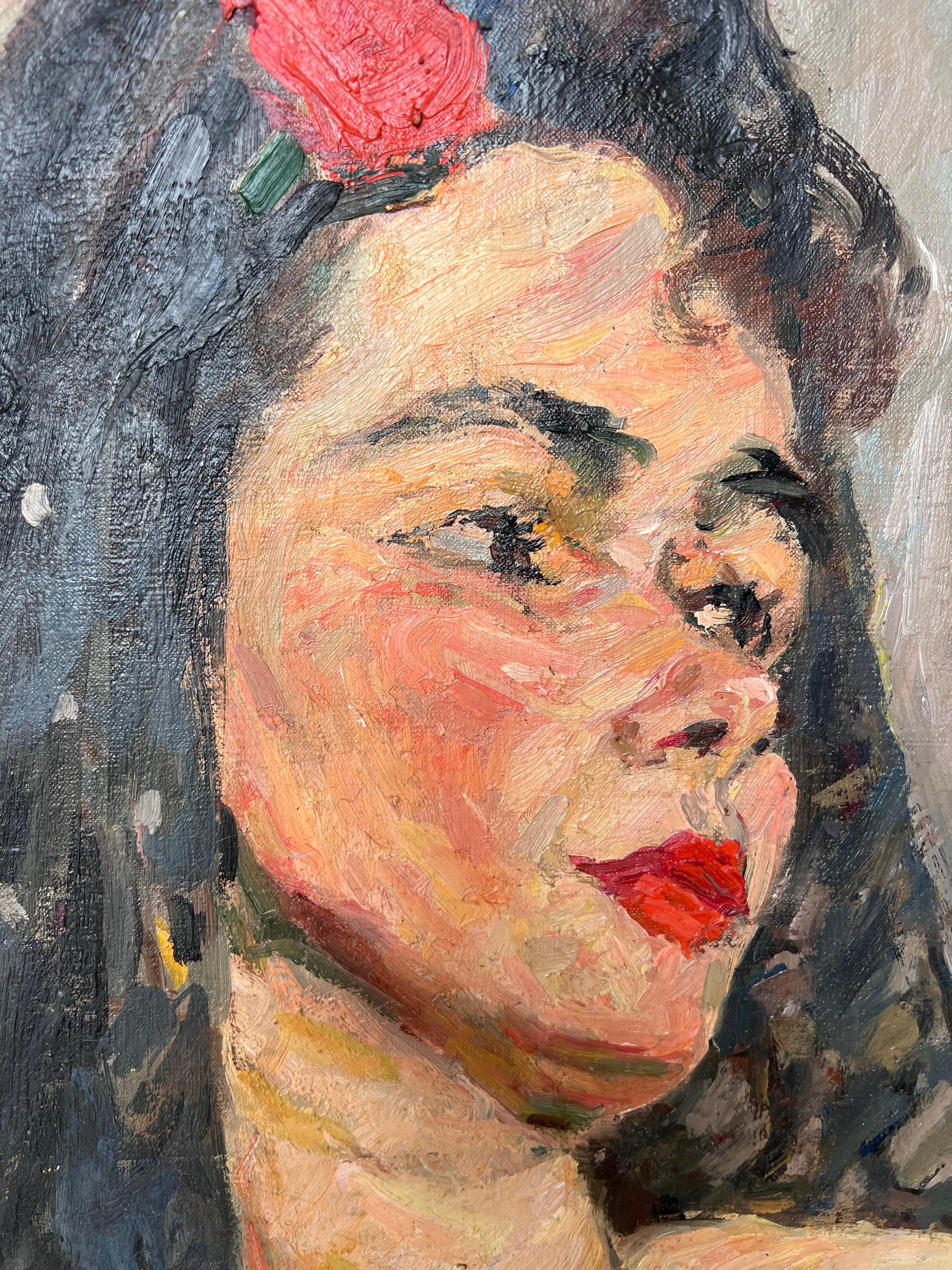 Künstler/Schule: Suzanne Dinkés (Französisch, 1895 - 1984)
Medium: signiert und datiert 1956 Öl auf Leinwand, ungerahmt
Größe: 24 x 19,5 Zoll
Provenienz: Privatsammlung, Frankreich
Zustand: Das Gemälde ist in einem insgesamt sehr guten und soliden