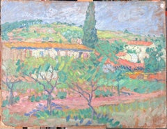 Castillo provenzal escondido en el olivar Pintura impresionista de mediados de siglo