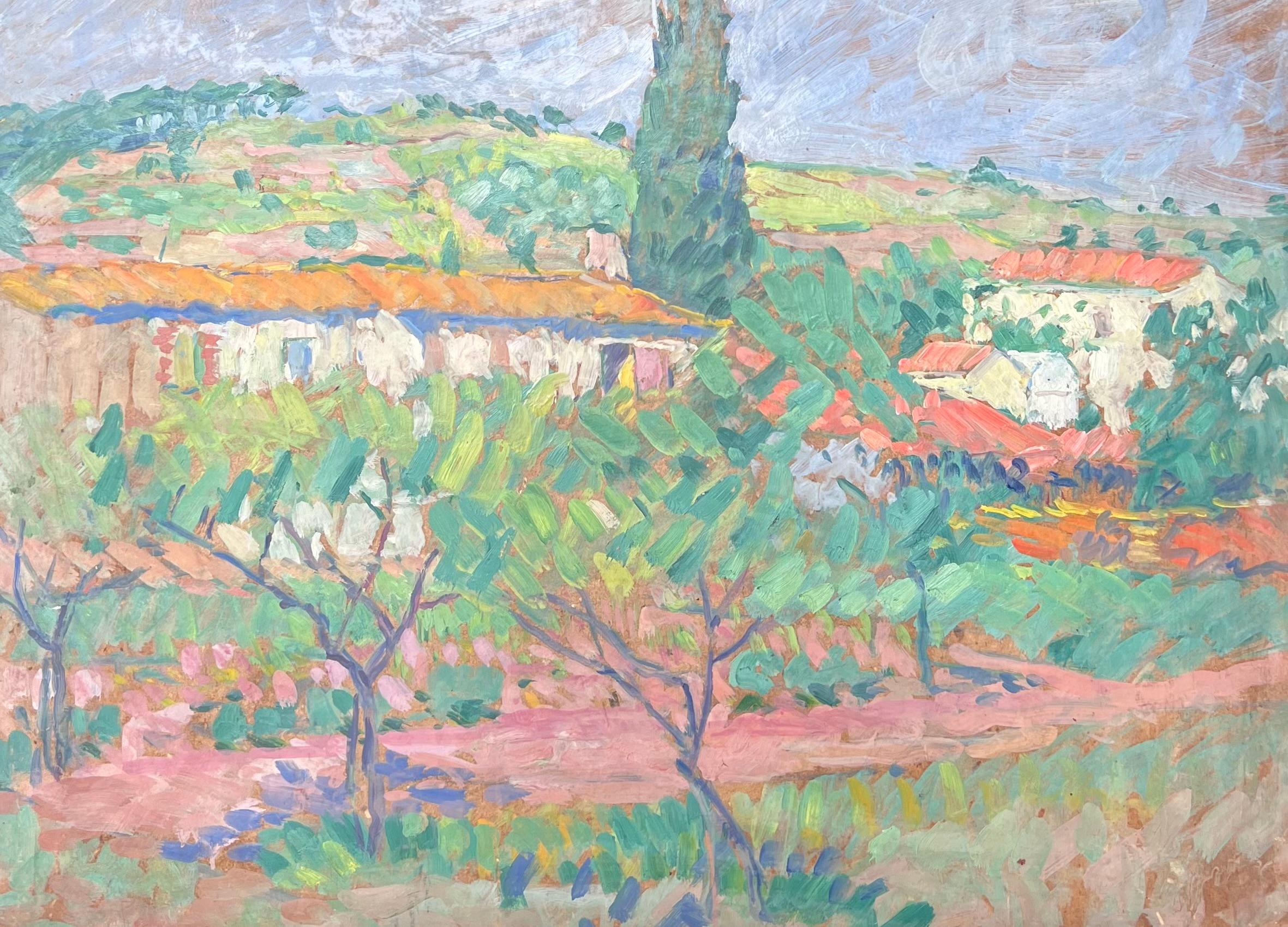 Provence Schloss im Olivenhain versteckt Mid Century Impressionist Gemälde