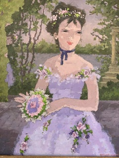 Early 20th century French impressionist portrait of a girl, le premier Bouquet