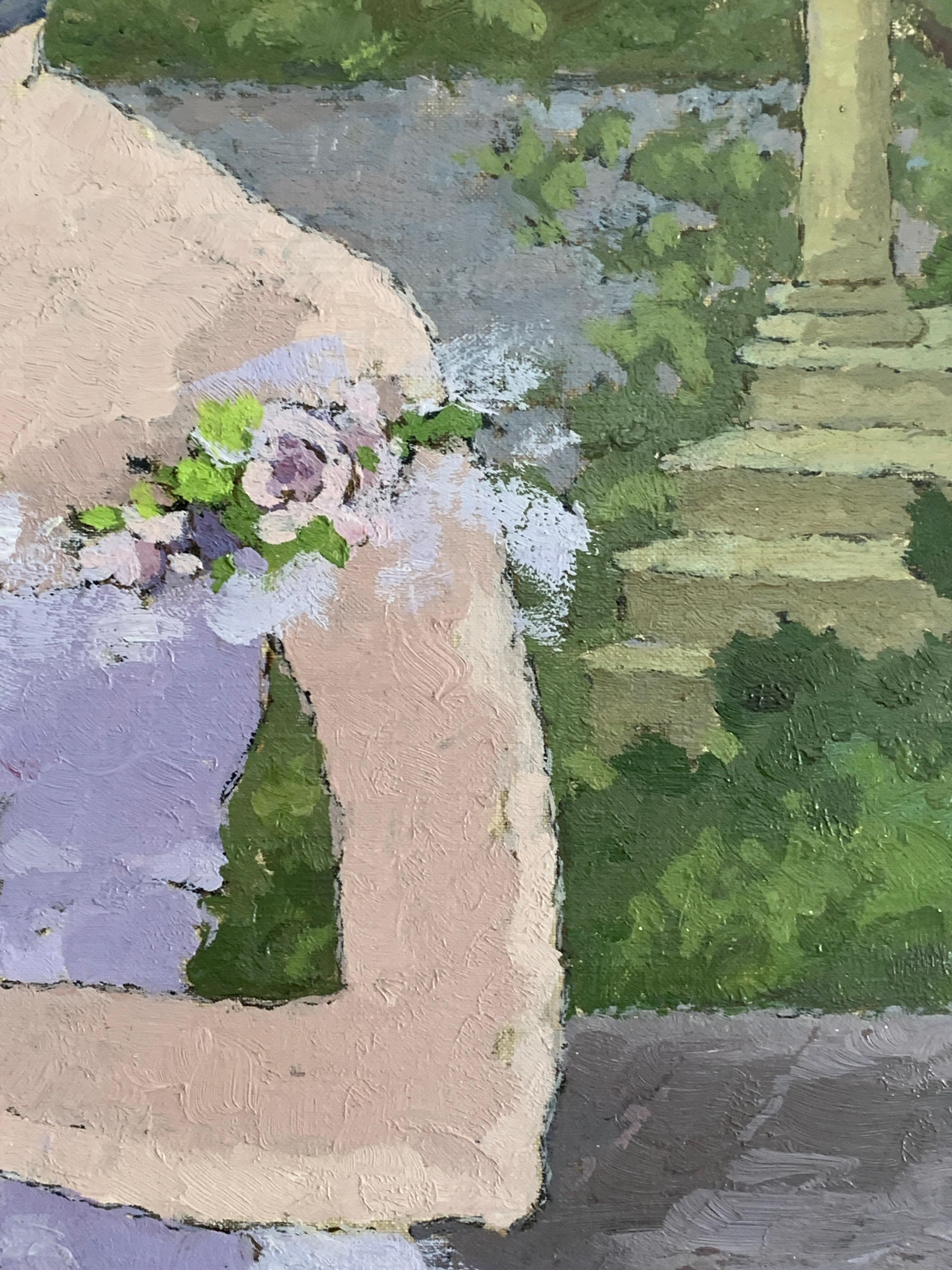 Early 20th century French impressionist portrait of a girl, le premier Bouquet 1