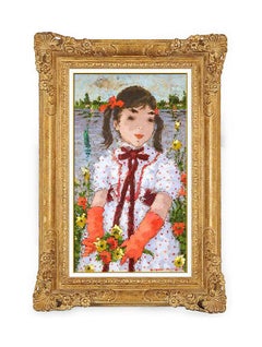 Suzanne Eisendieck 2 Oil Painting On Canvas Children Portrait Signed Frame Art