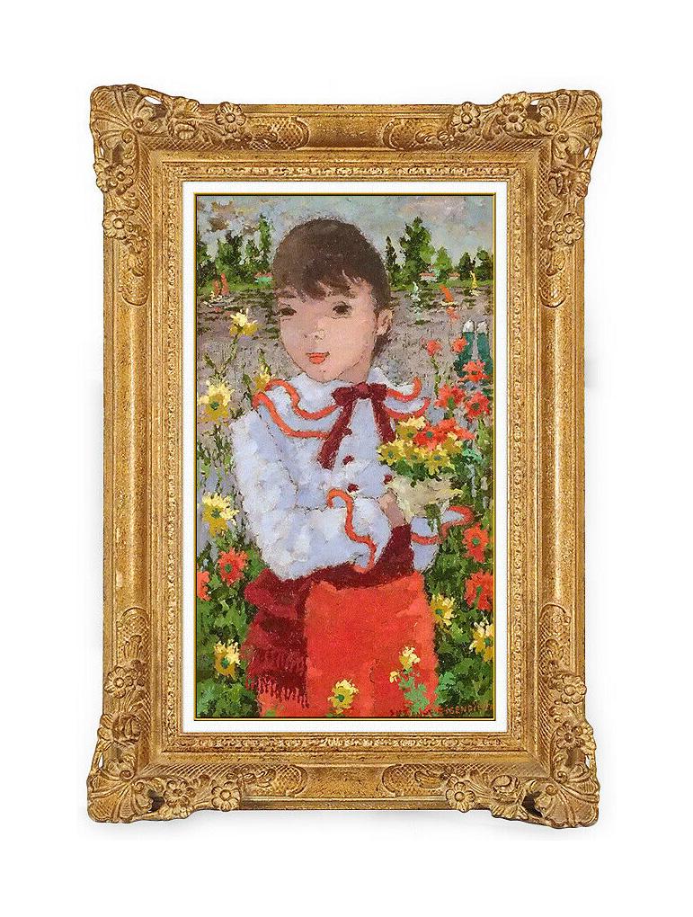 Suzanne Eisendieck 2 Oil Painting On Canvas Children Portrait Signed Frame Art For Sale 5