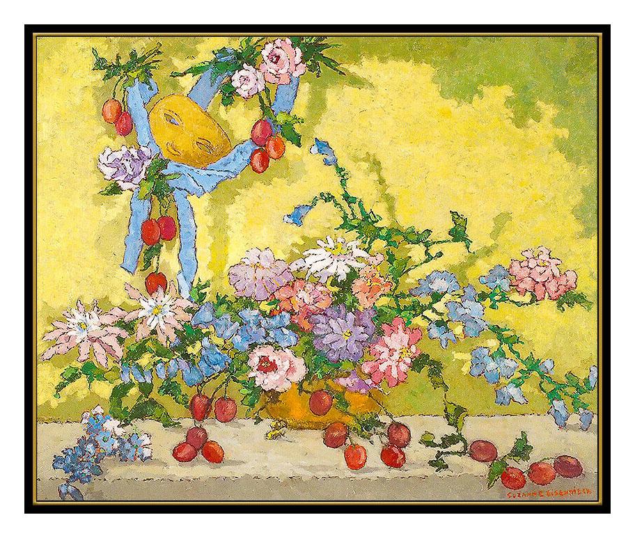 Suzanne Eisendieck Original Oil Painting On Canvas Signed Still Life Flowers Art For Sale 1