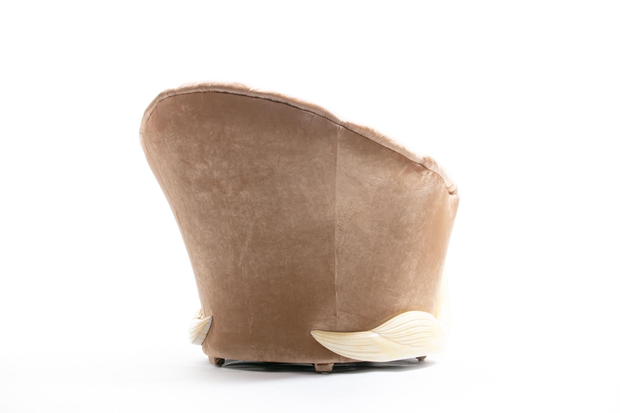 Suzanne Geismar Swan Leda Lounge Chairs in Mink Velvet and Ivory Parchment Swans For Sale 2