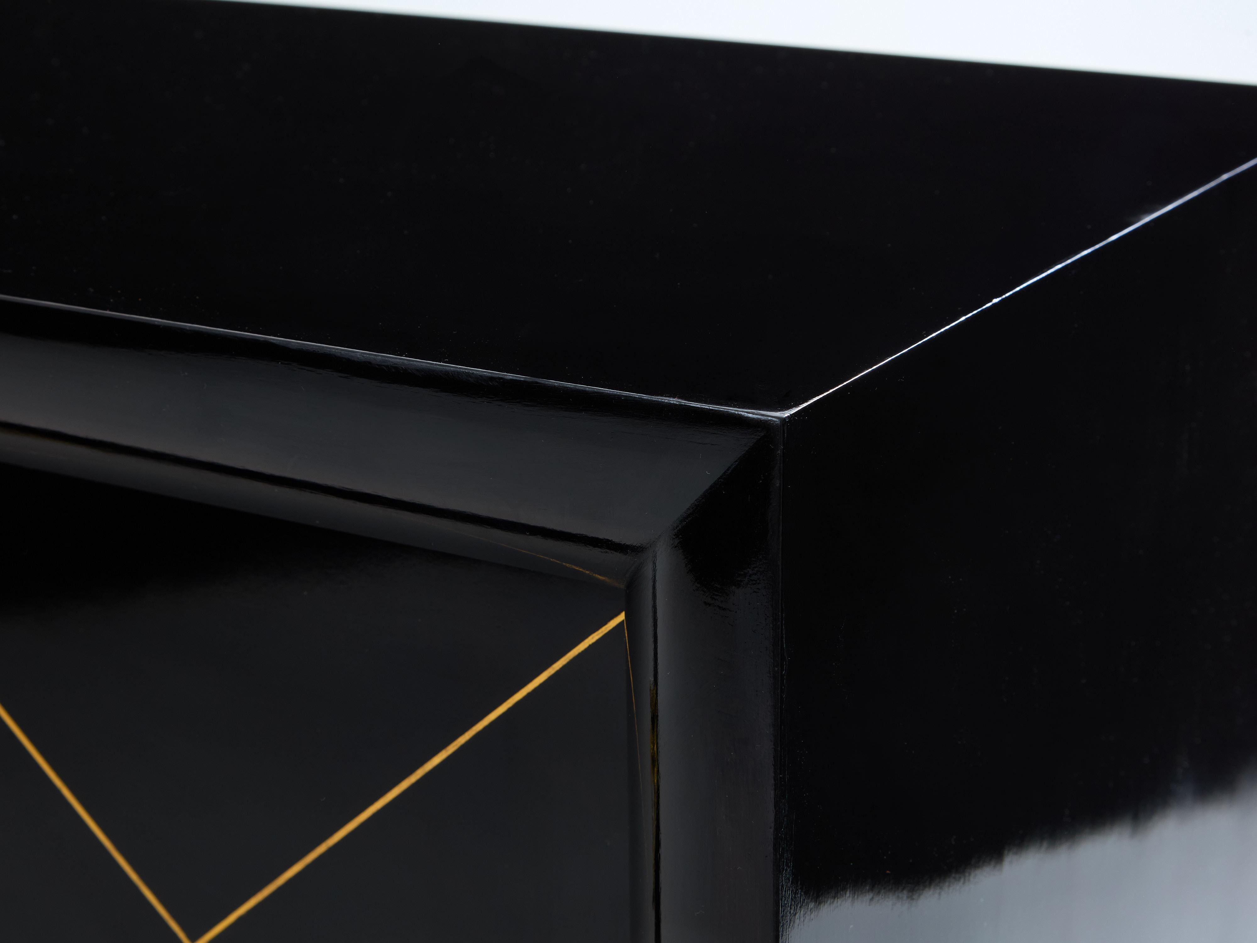 Suzanne Guiguichon ebonized sycamore brass gilt sideboard 1940 For Sale 4