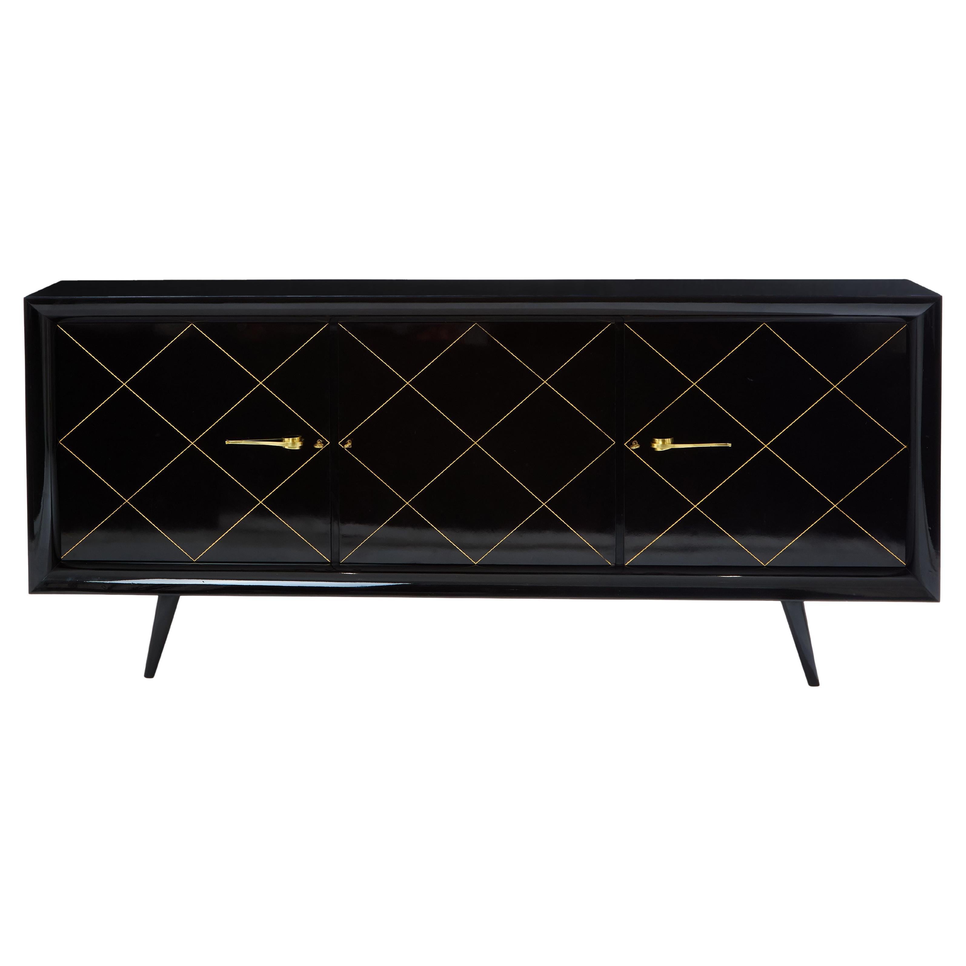 Suzanne Guiguichon ebonized sycamore brass gilt sideboard 1940
