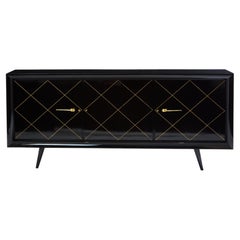 Suzanne Guiguichon ebonized sycamore brass gilt sideboard 1940