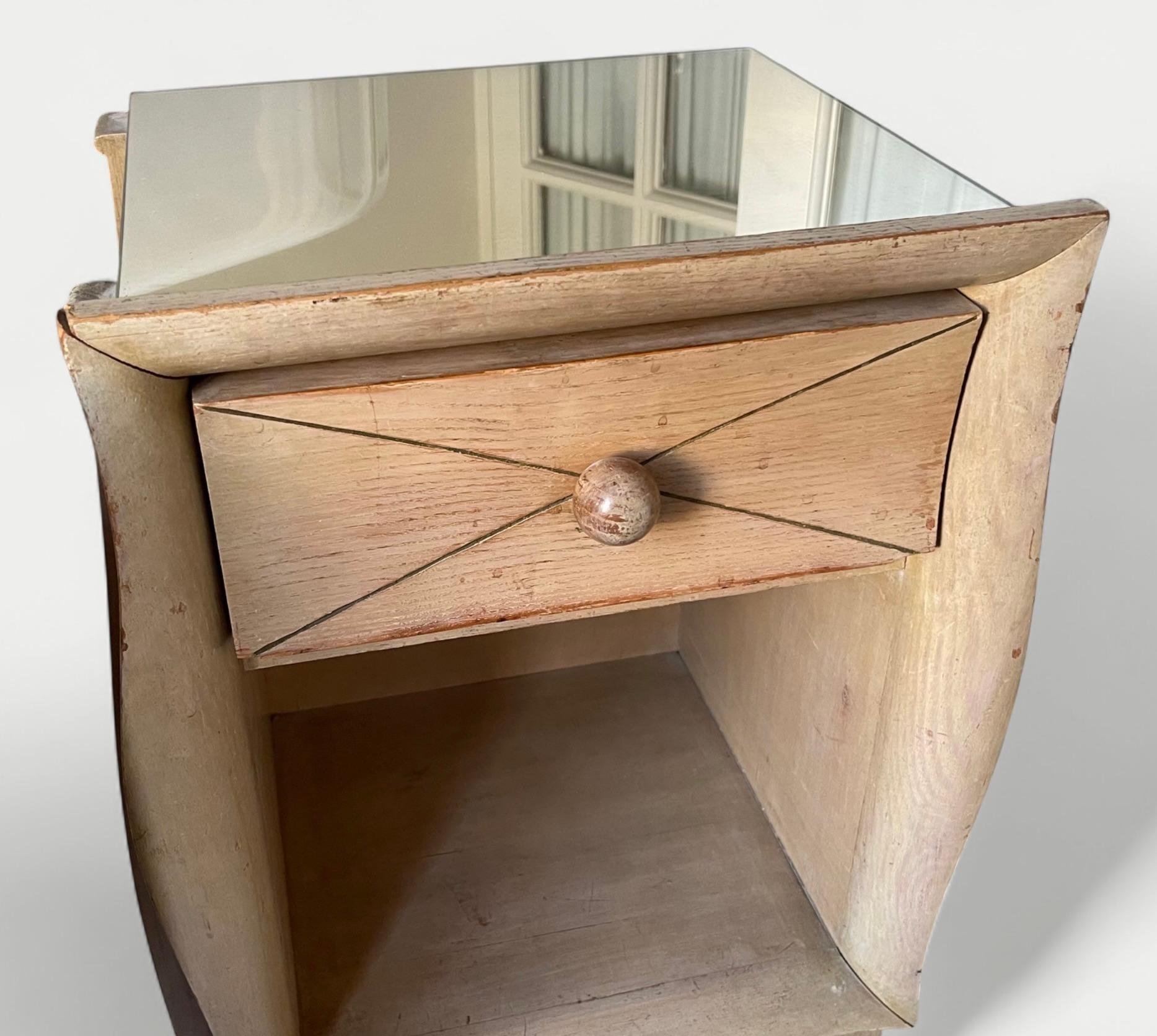 Mid-20th Century Suzanne Guiguichon Pair of Stained Oak Nightstands circa 1940 For Sale