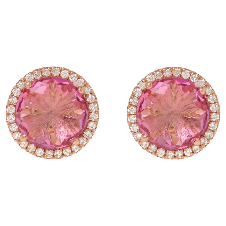 9ct Yellow Gold Pink Topaz Heart Solitaire Stud Earrings – Lab-Created Gemstone