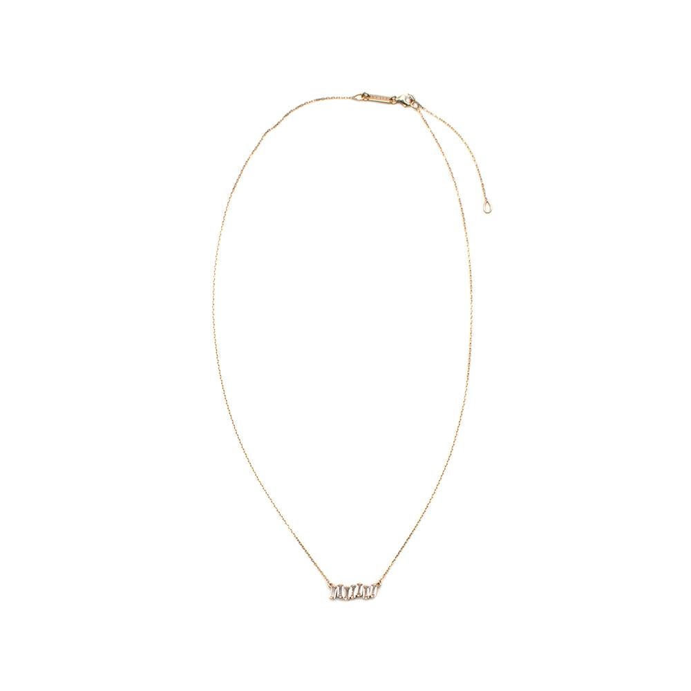 Suzanne Kalan 14k Yellow Gold White Topaz Baguette Bar Necklace For Sale 2