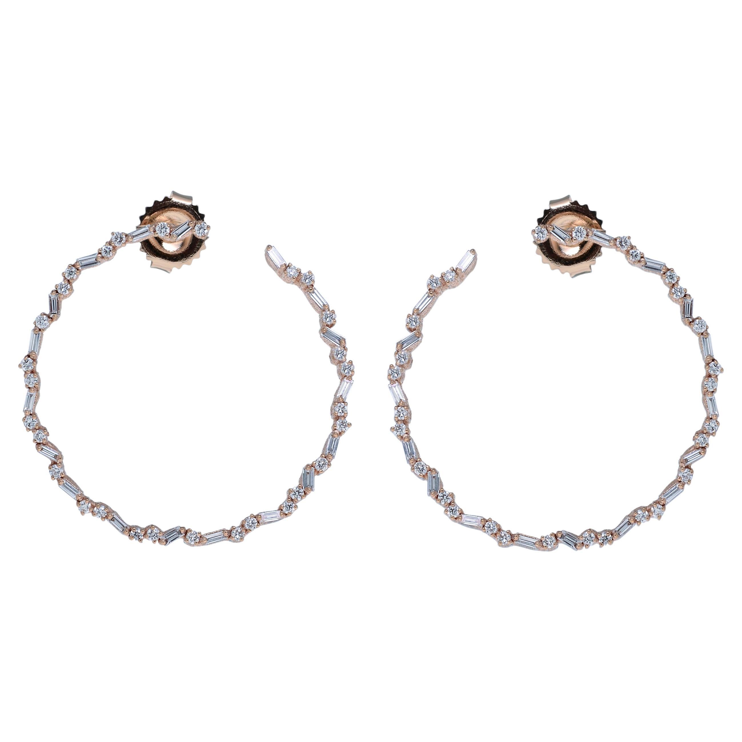 Suzanne Kalan 18K White Gold Diamond Hoop Earrings For Sale at 1stDibs