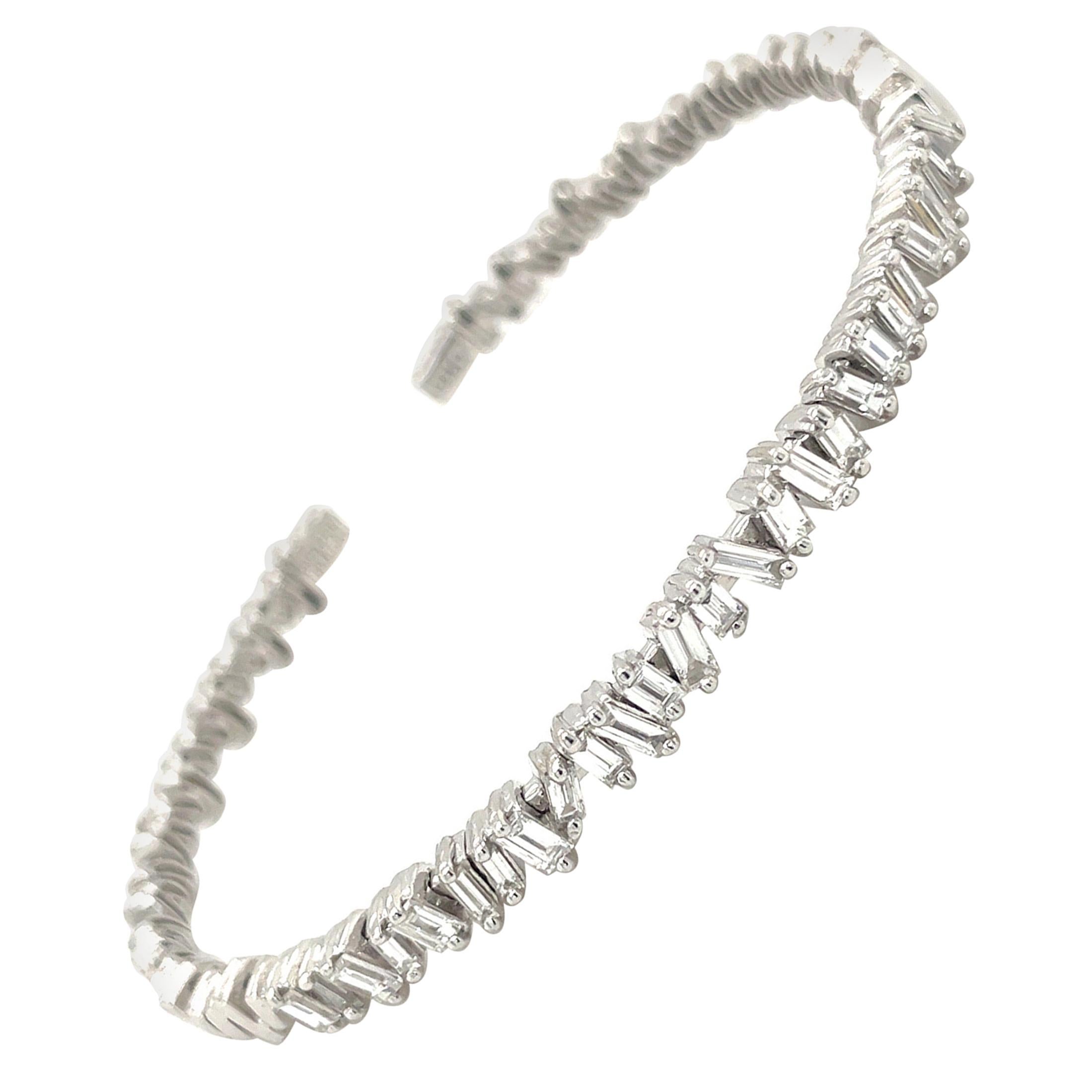 Suzanne Kalan 18kt White Gold, .98ct Diamond Firework Bangle