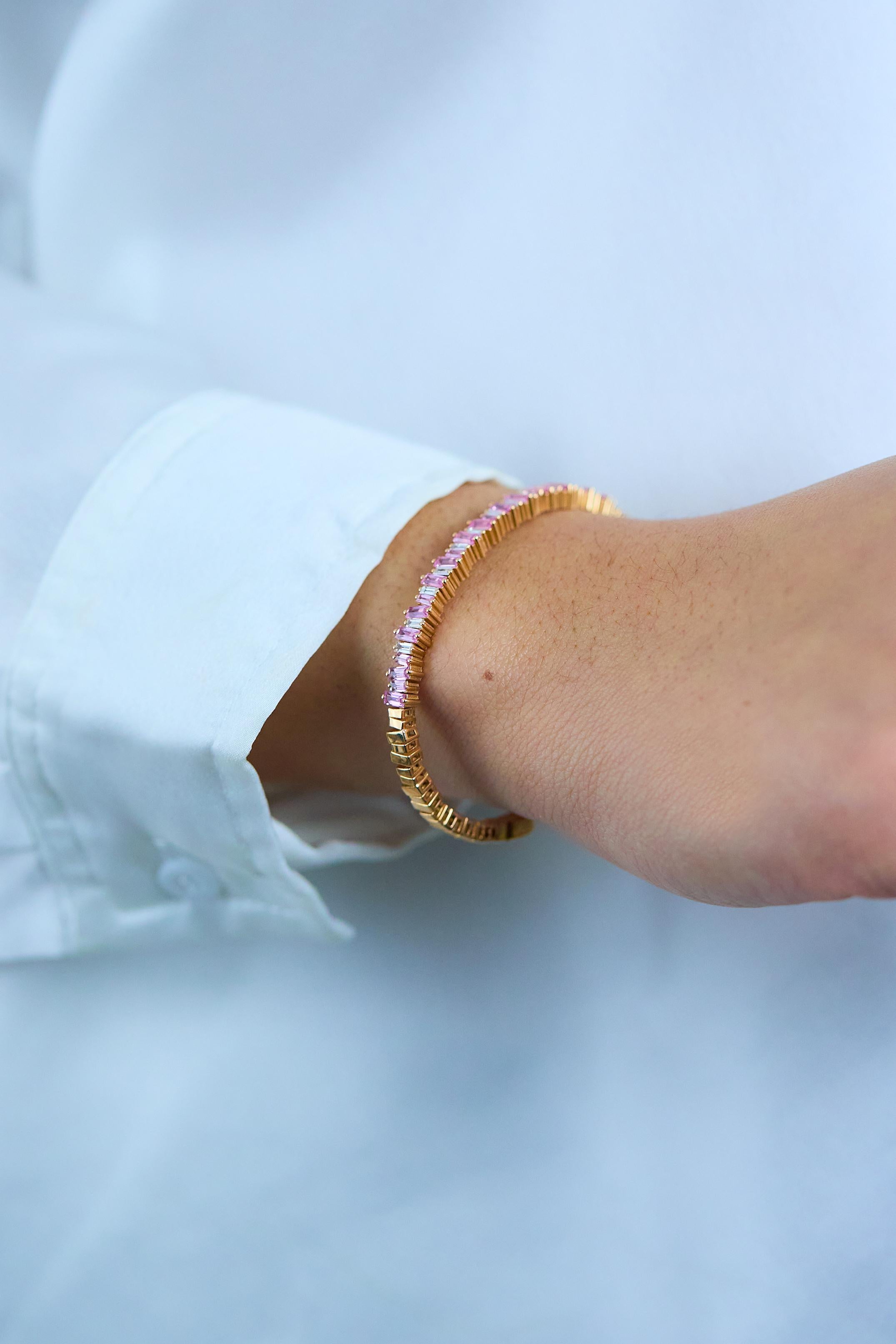 Suzanne Kalan Bracciale con zaffiro rosa e diamanti da 3,00 carati in oro rosa In condizioni ottime in vendita a New York, NY