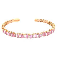 Suzanne Kalan Bracelet jonc en or rose avec saphir rose de 3,00 carats et diamants
