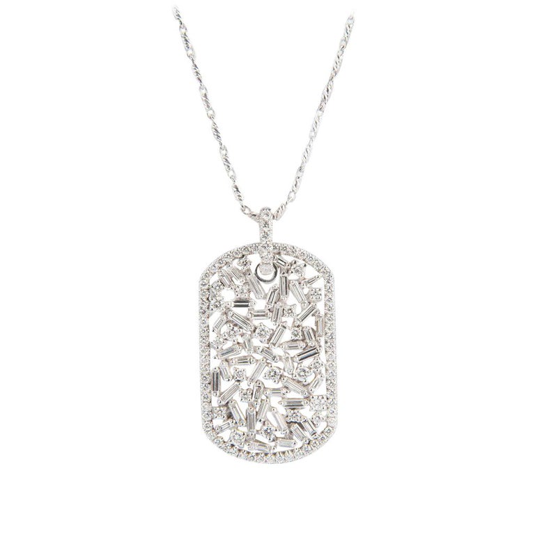Suzanne Kalan Medium Diamond Dog Tag Necklace For Sale at 1stDibs | dog tag  diamond necklace, diamond dog tag chain, diamond dog tag pendant
