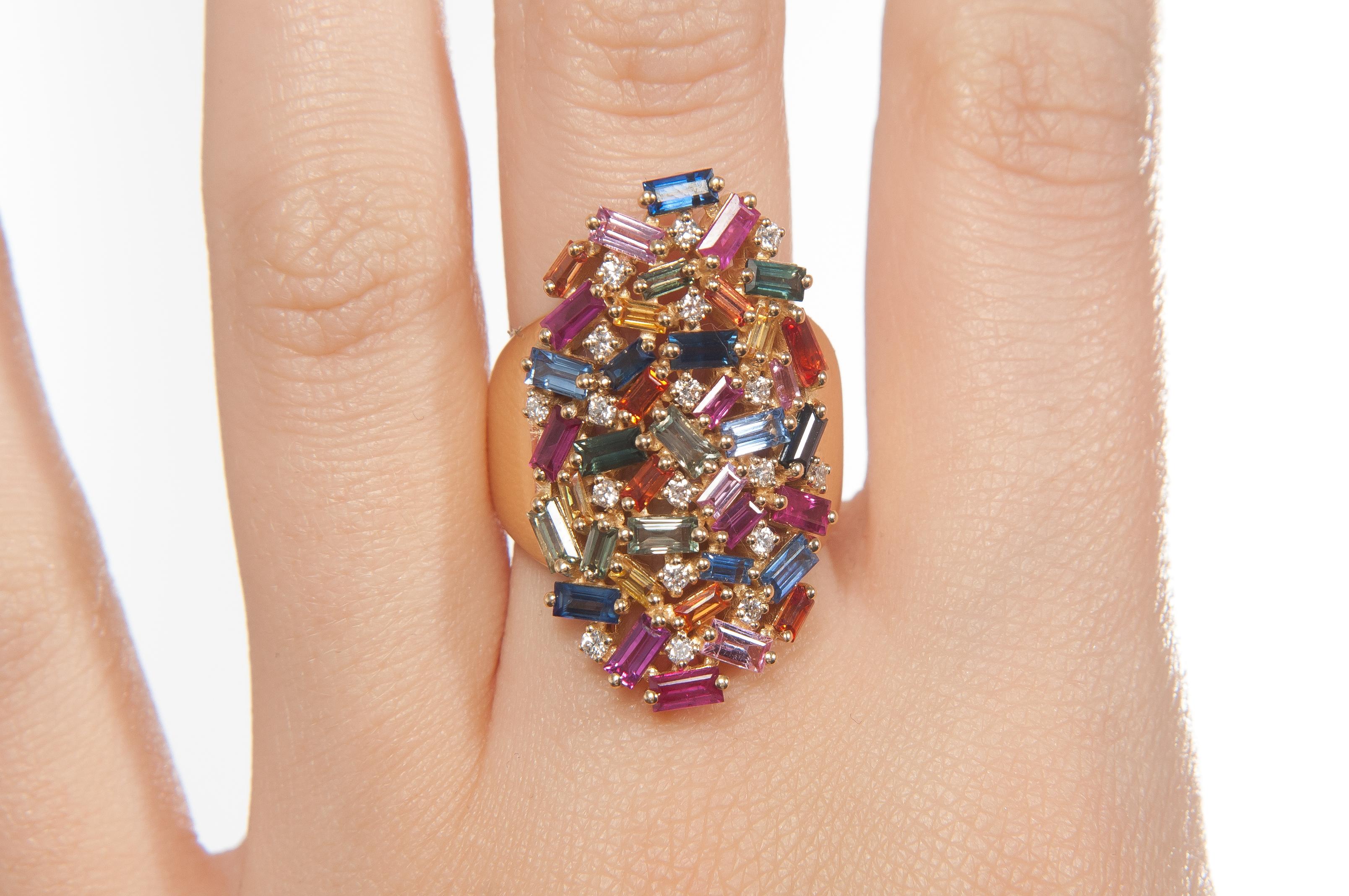 Suzanne Kalan Rainbow Shield Ring For Sale 4