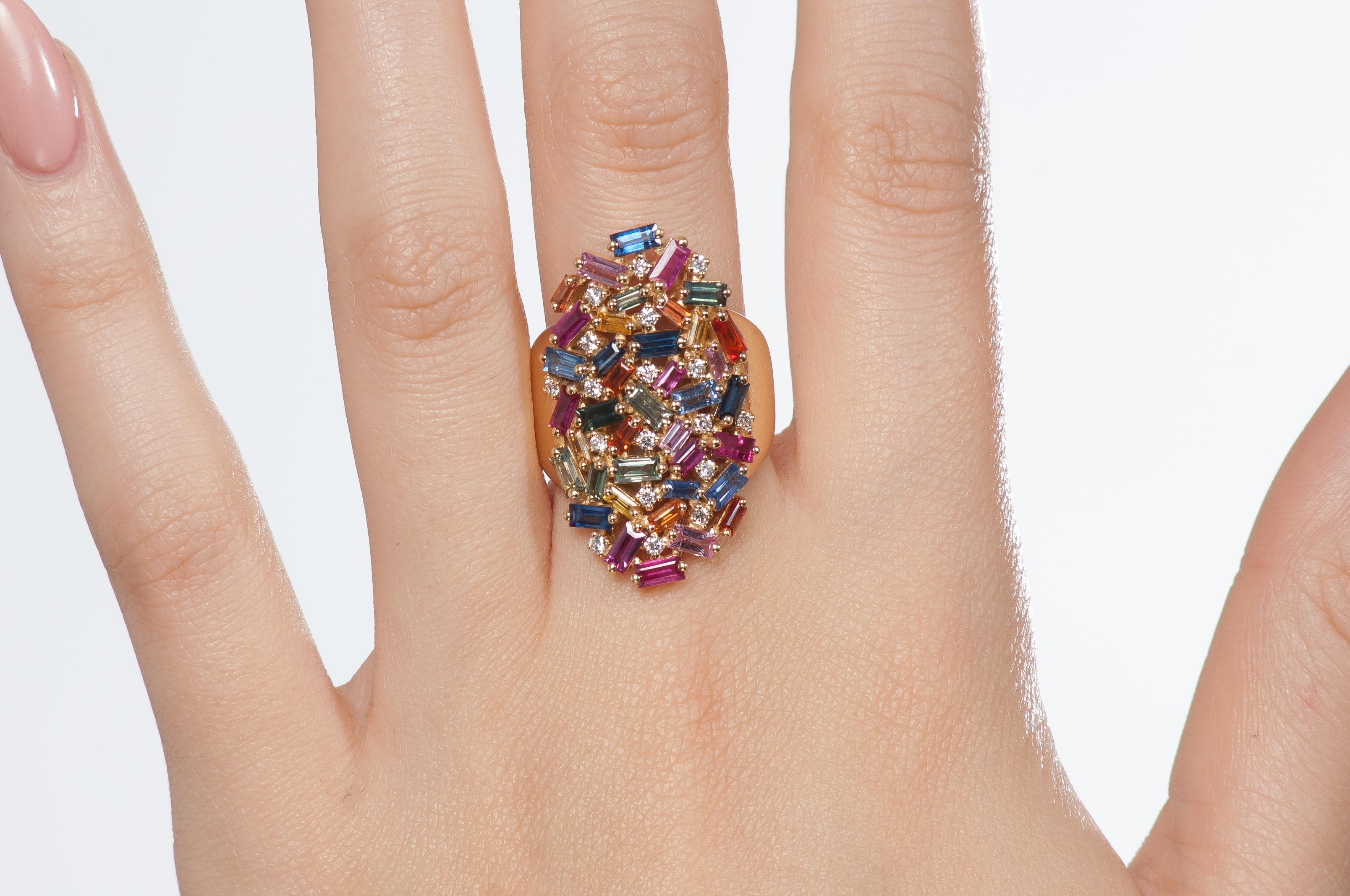 Suzanne Kalan Rainbow Shield Ring In New Condition For Sale In Weston, MA