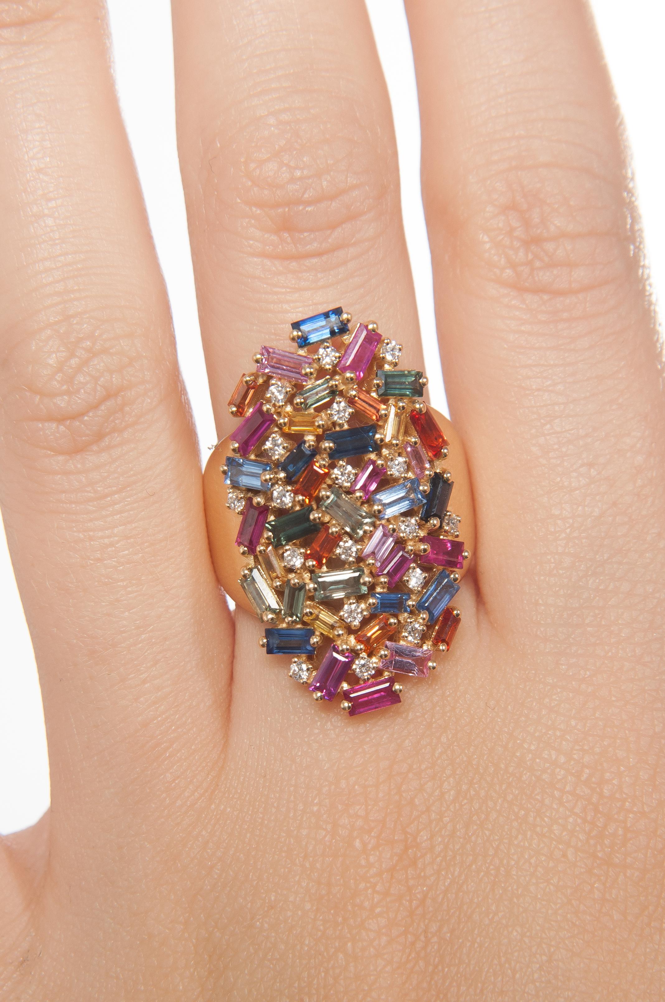 Suzanne Kalan Rainbow Shield Ring For Sale 2