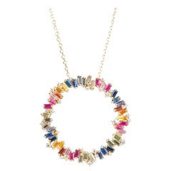 Suzanne Kalan Rainbow Zig Zag Circle Pendant