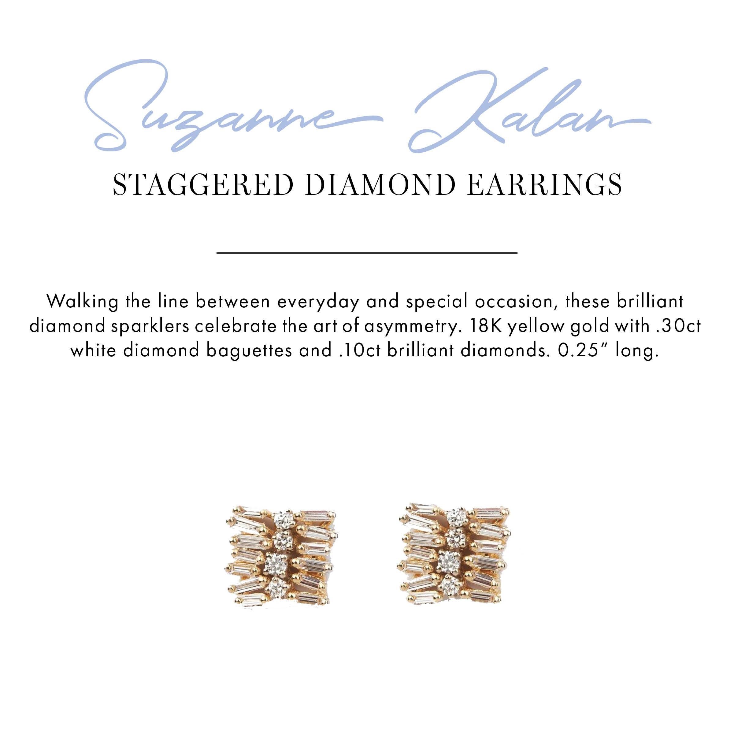 Baguette Cut Suzanne Kalan Staggered Diamond Earrings