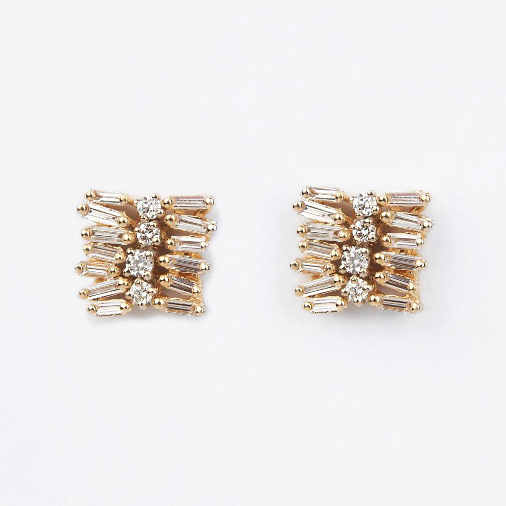 Suzanne Kalan Staggered Diamond Earrings In Excellent Condition In Weston, MA