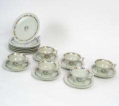Suzanne Lalique Et Haviland - Dessert & Coffee Set Nicole Celadon Porcelain