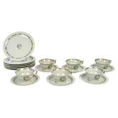 Suzanne Lalique Et Haviland - Dessert & Coffee Set Nicole Celadon Porcelain