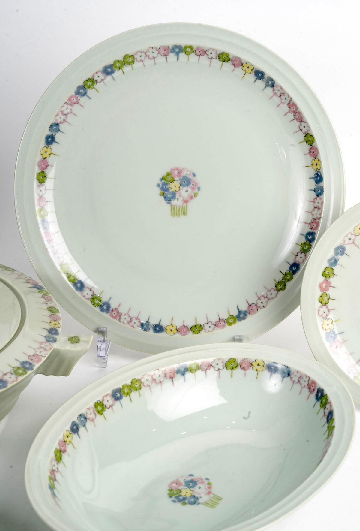Art déco Suzanne Lalique Et Haviland - Service Nicole Porcelaine Céladon - 35 Pieces en vente