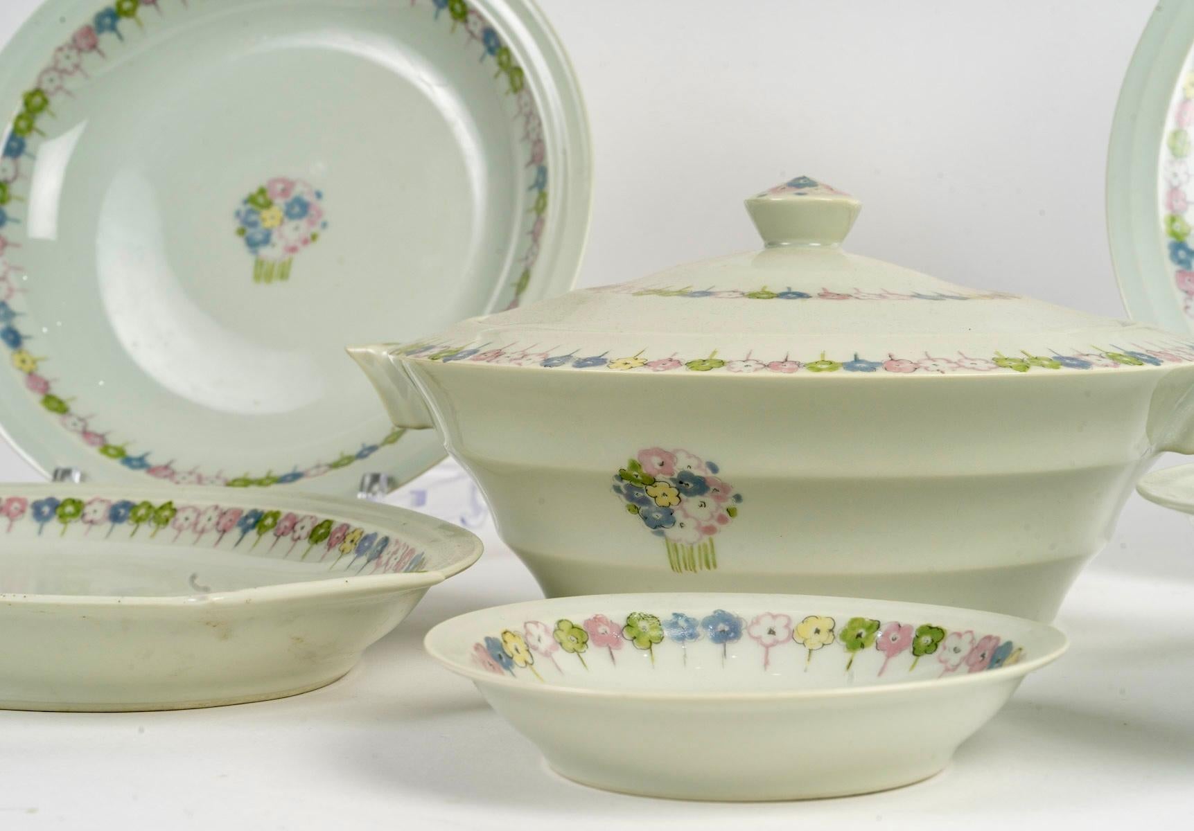 Français Suzanne Lalique Et Haviland - Service Nicole Porcelaine Céladon - 35 Pieces en vente