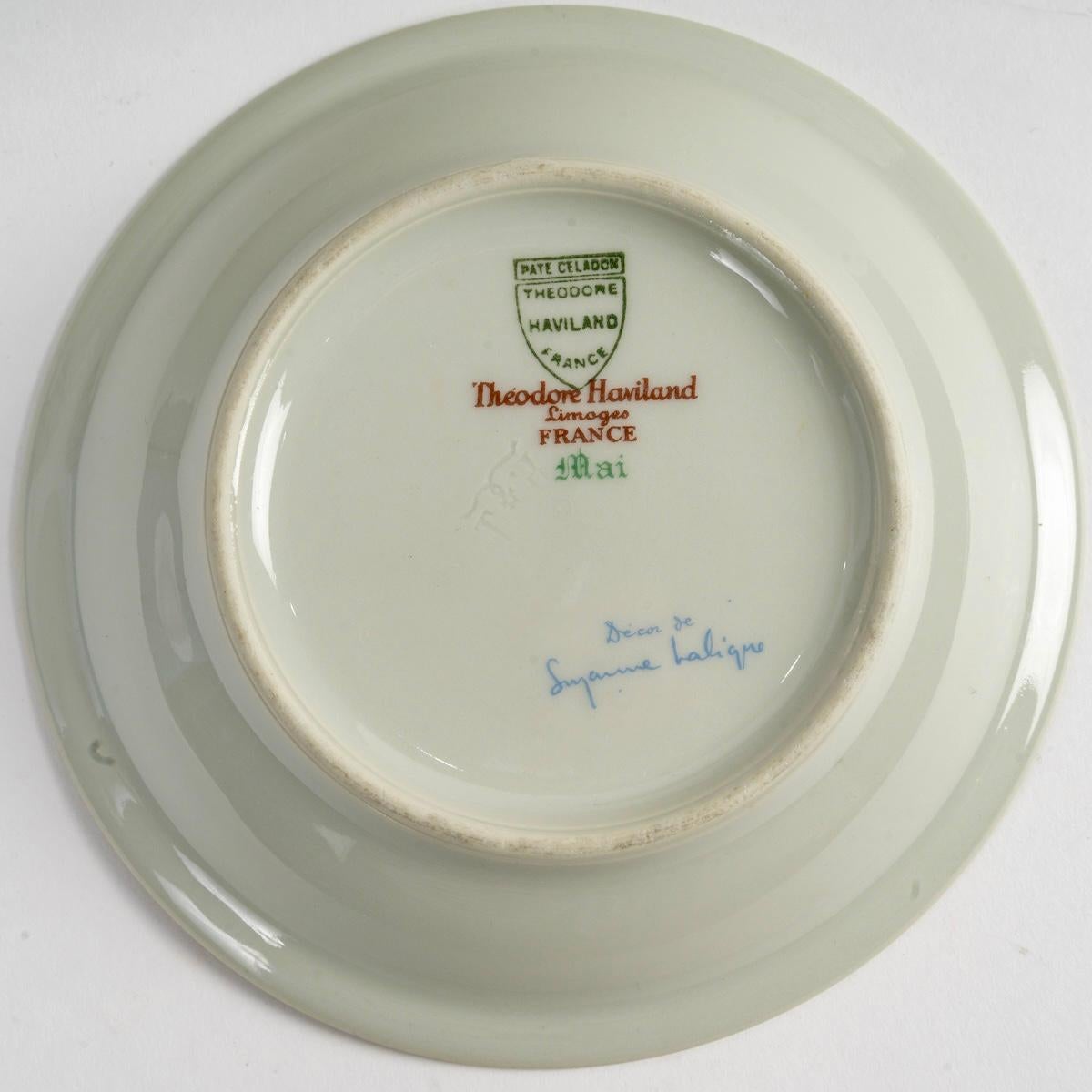 Suzanne Lalique Et Haviland - Service Nicole Porcelaine Céladon - 35 Pieces en vente 2