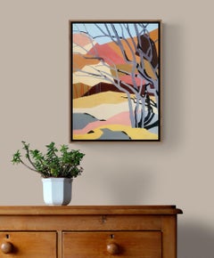 Abstracted Landscape Oil Painting on Canvas Board "After the Fire: Grey Trees"