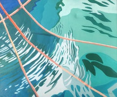Peinture à l'huile de paysage marin abstrait « Harbour with Ropes » ( port avec cordes)