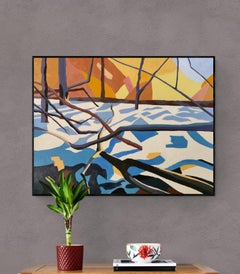 Large Abstracted Landscape Oil Painting "After the Fire - Under the Trees"