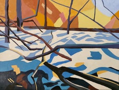 Large Abstracted Landscape Oil Painting "After the Fire - Under the Trees"
