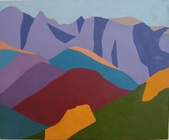 Purple Abstract Minimalist Landscape Oil Painting "Power of the Mountain II"