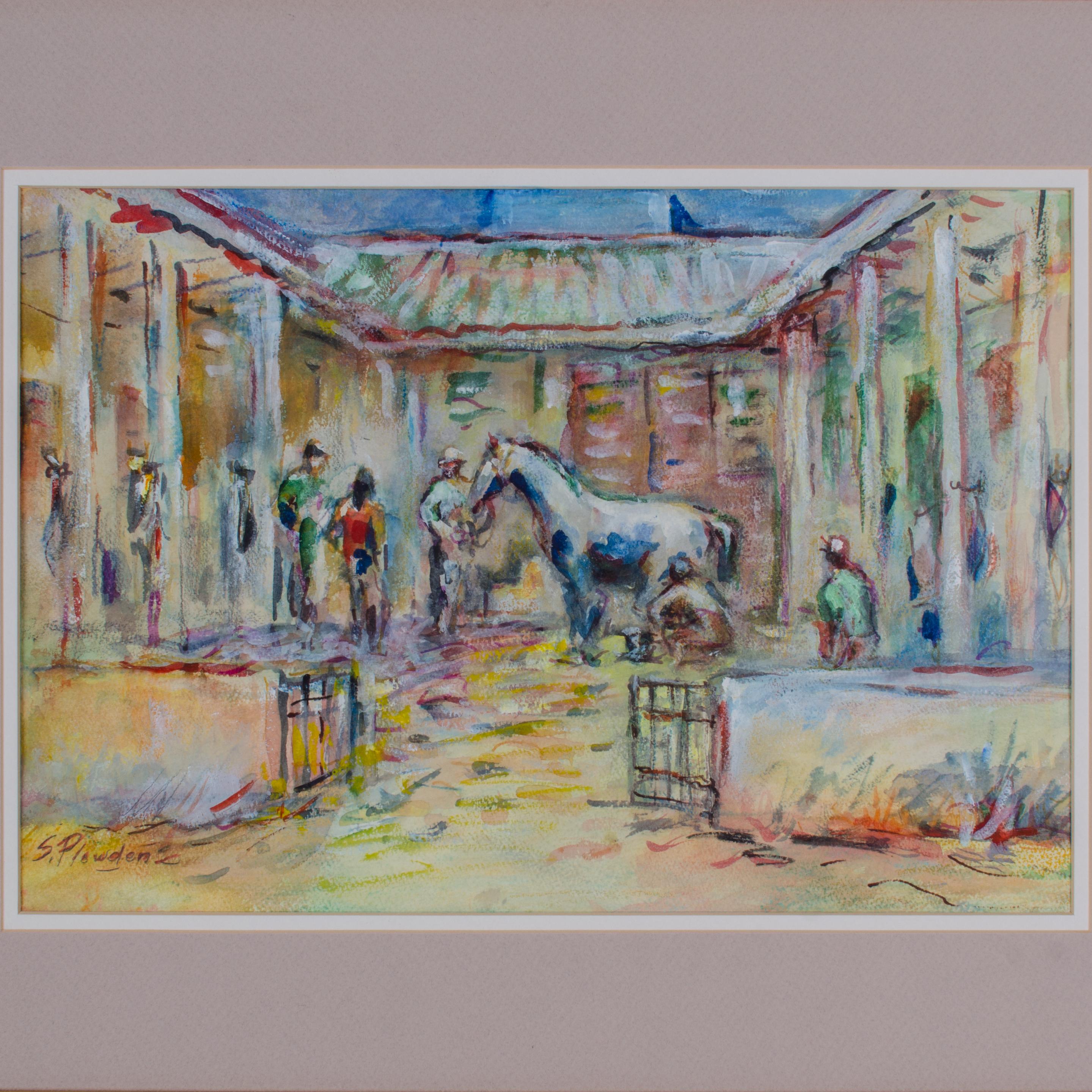Suzanne McCullough Plowden - South Africa Watercolor Paintings - a Pair (Glas) im Angebot