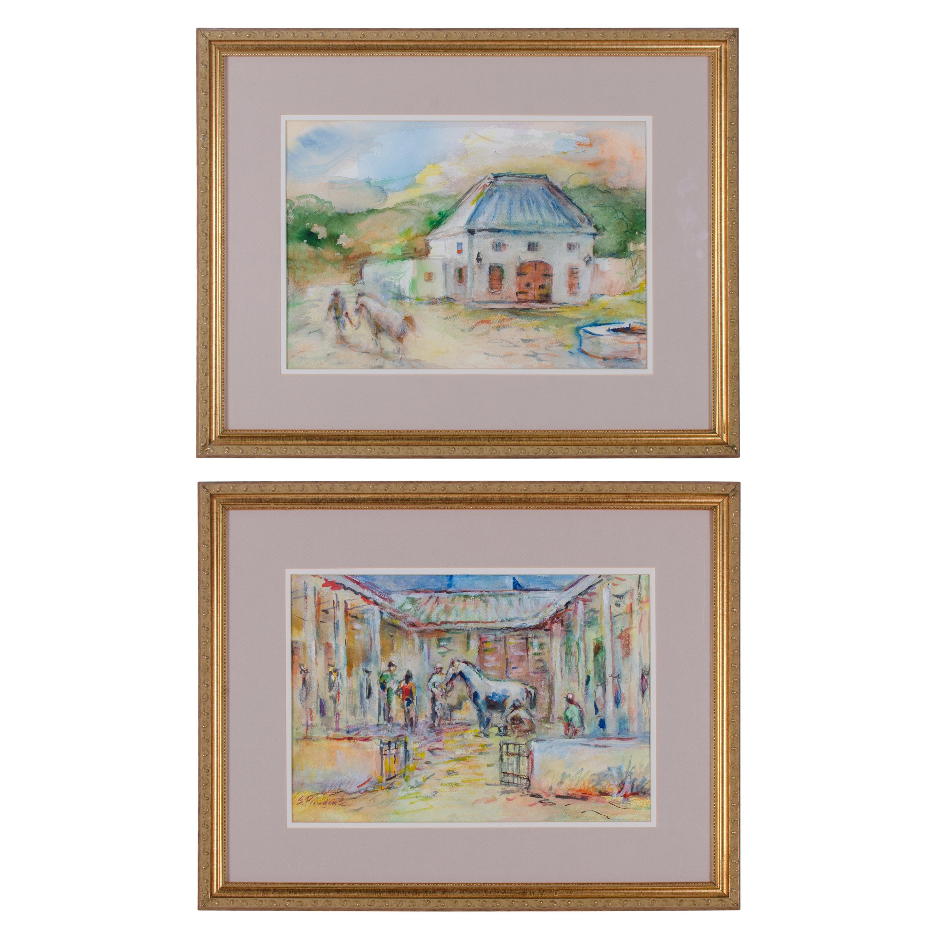 Suzanne McCullough Plowden - South Africa Watercolor Paintings - a Pair