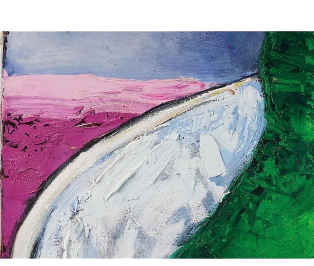 Grande peinture à l'huile pop art « Poire » Composition colorée moderniste Suzanne Mears en vente 4