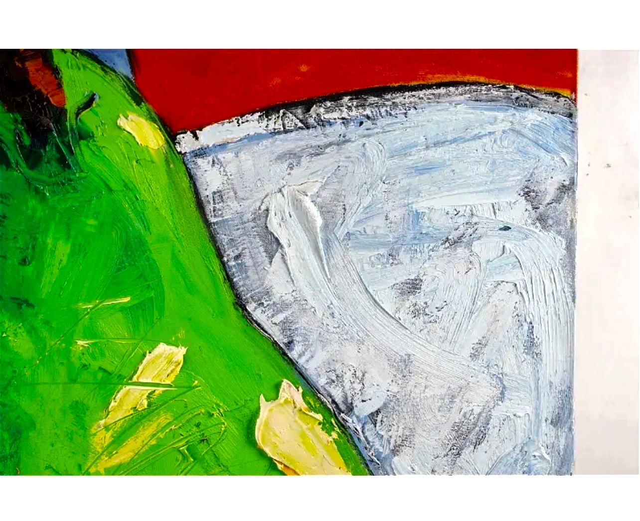 Grande peinture à l'huile pop art « Poire » Composition colorée moderniste Suzanne Mears en vente 5