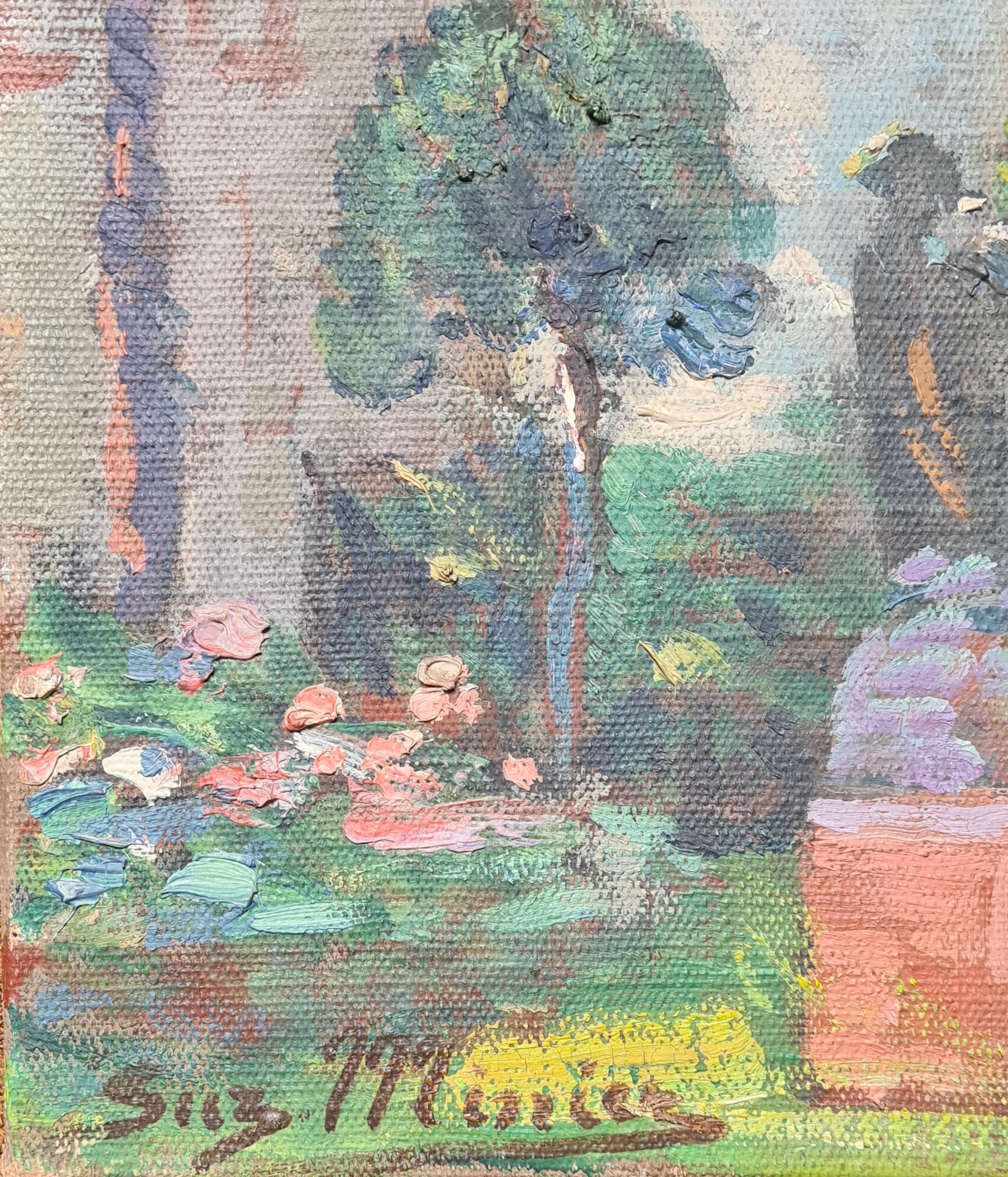 Moorish, Belle Epoque, Villa und Garten in St. Tropez (Post-Impressionismus), Painting, von Suzanne Minier